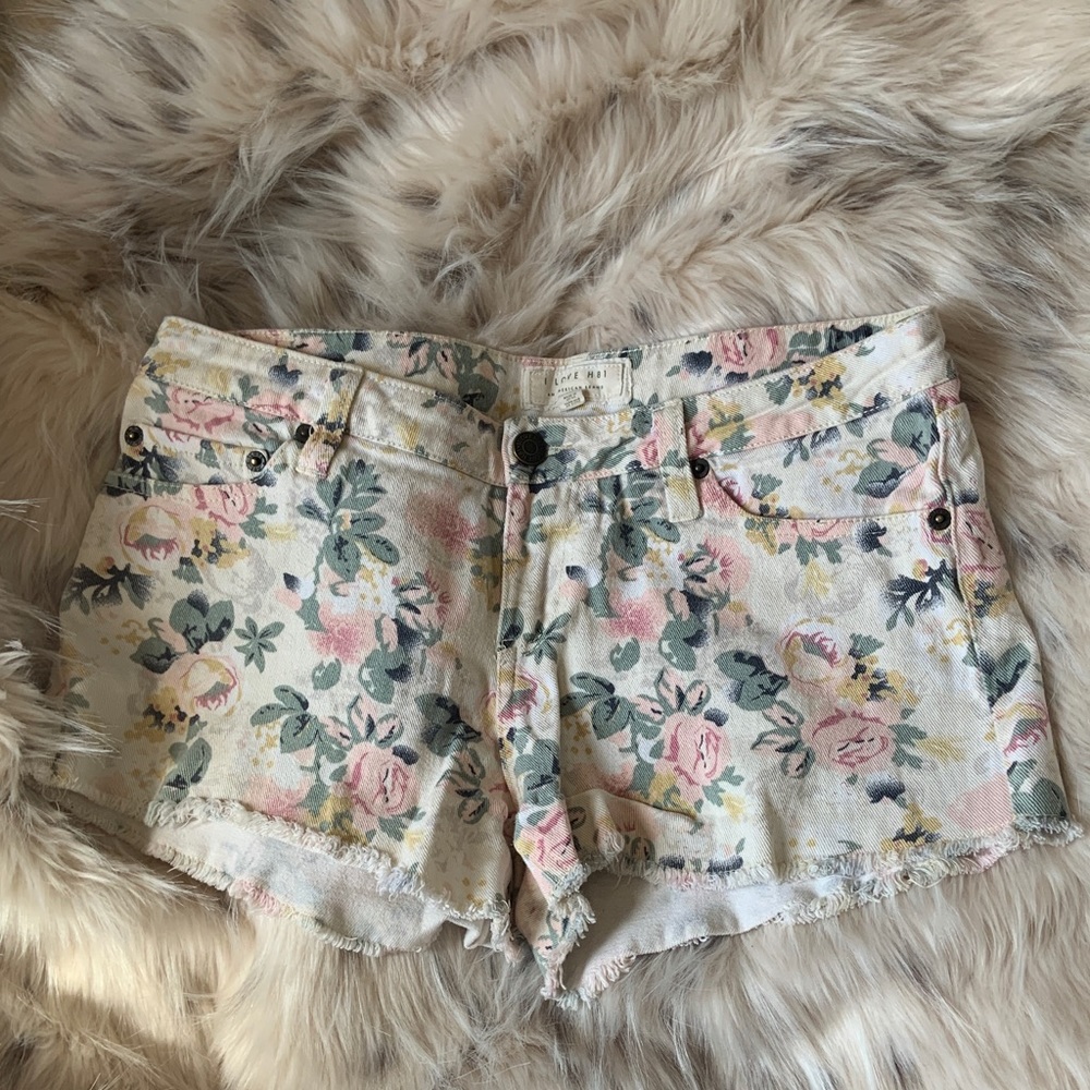 floral jean shorts